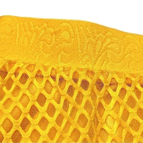 METRO Wear Women’s Yellow Diamond Mesh Pleated Flowy Modern A Line Skirt, Size S - Picture 12 of 13